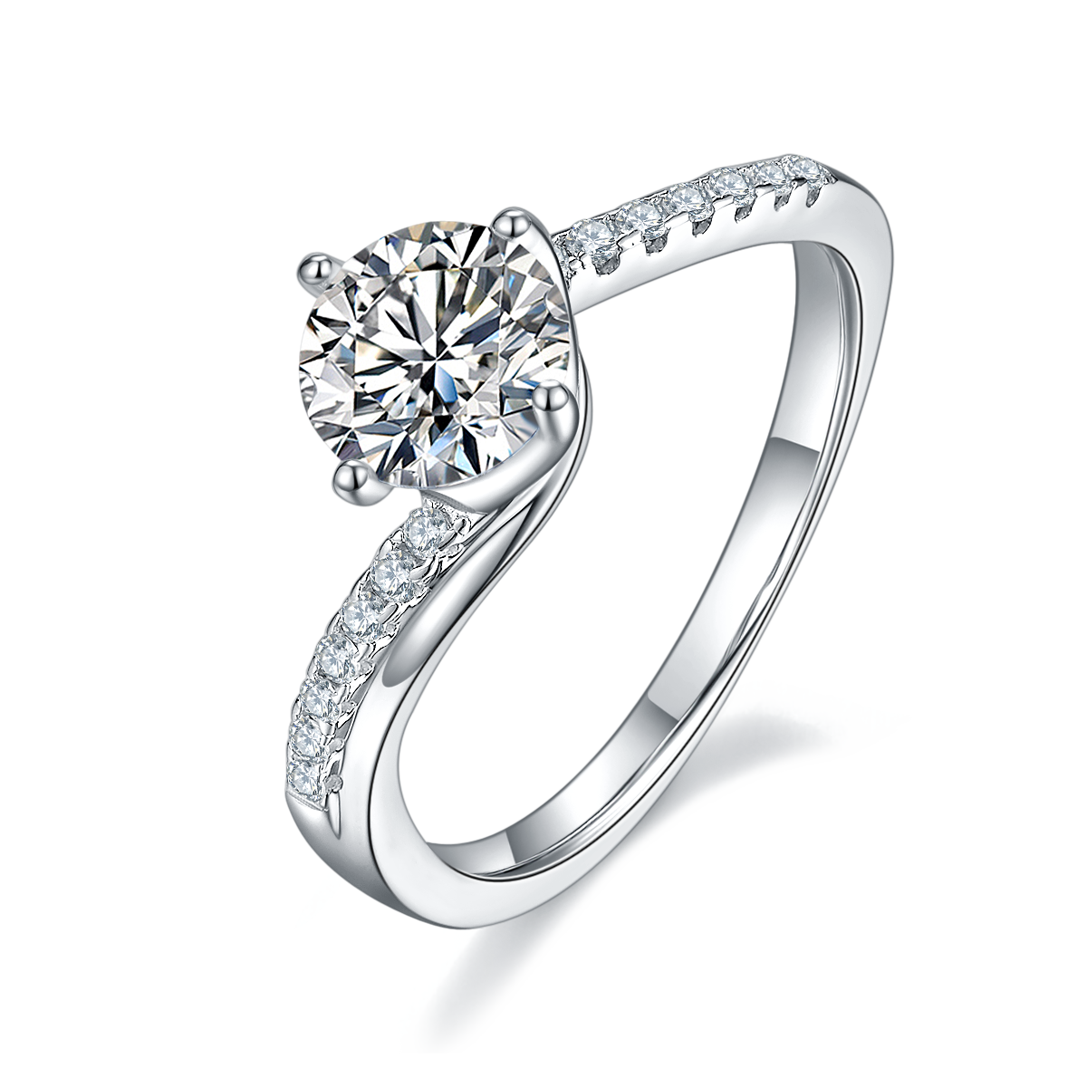 Joyful Embrace S925 Silver Plated Platinum Moissanite Women's Ring 1 Carat D-Class