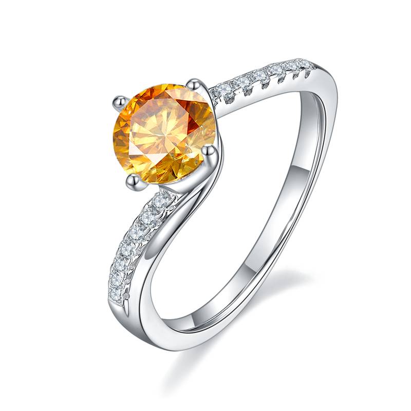 幸福相拥S925银镀白金MoissaniteWomen's Ring1ctD级