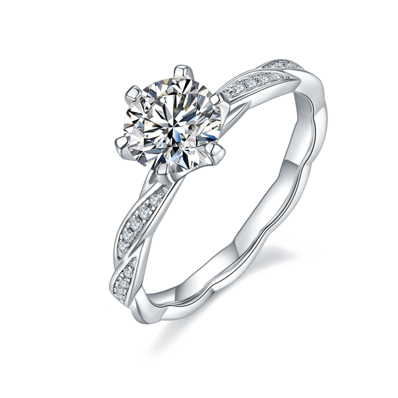 绕指柔S925银镀白金MoissaniteWomen's Ring1ctD级