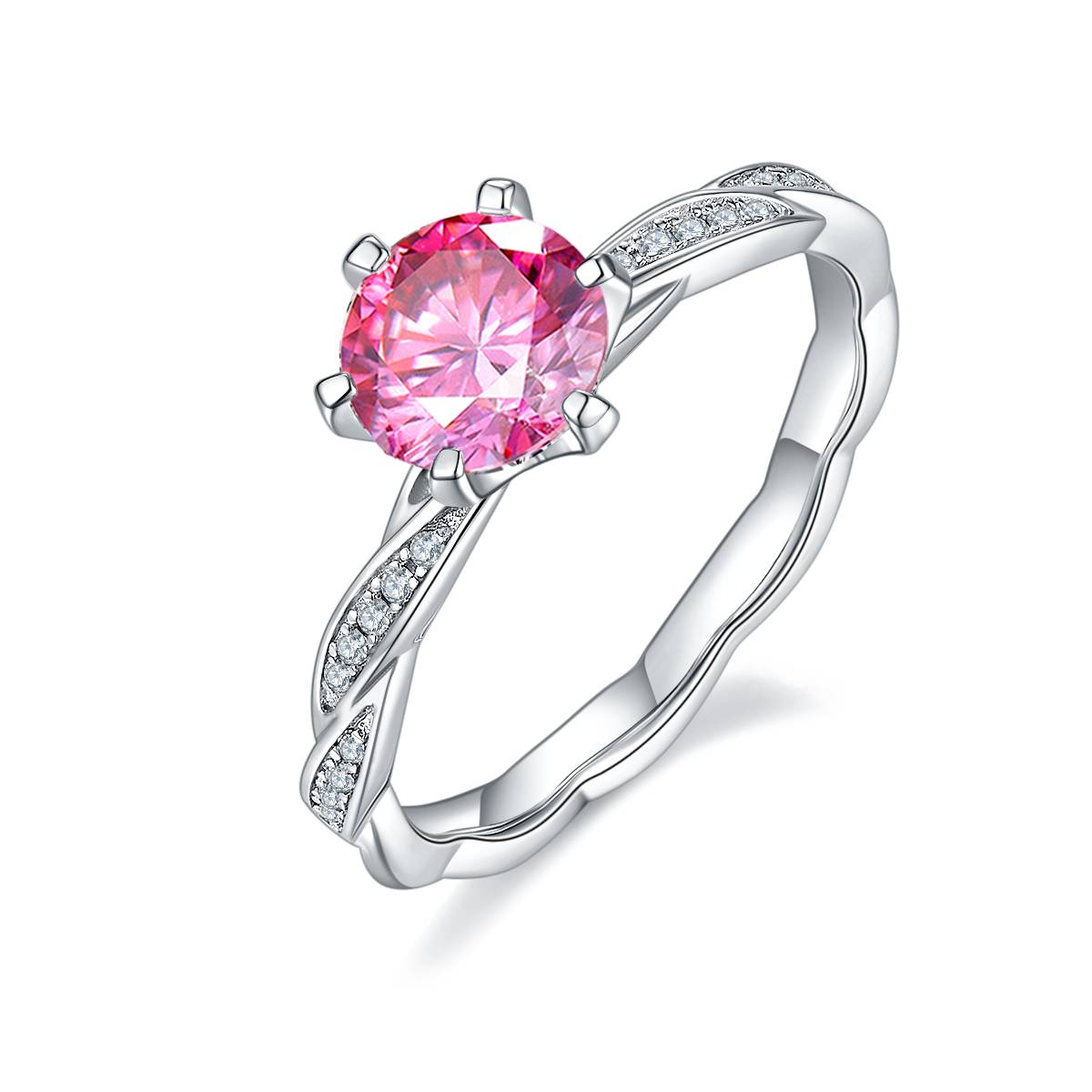 Woven Finger Soft S925 Silver Plated Platinum Moissanite Women's Ring 1 Carat D-Class