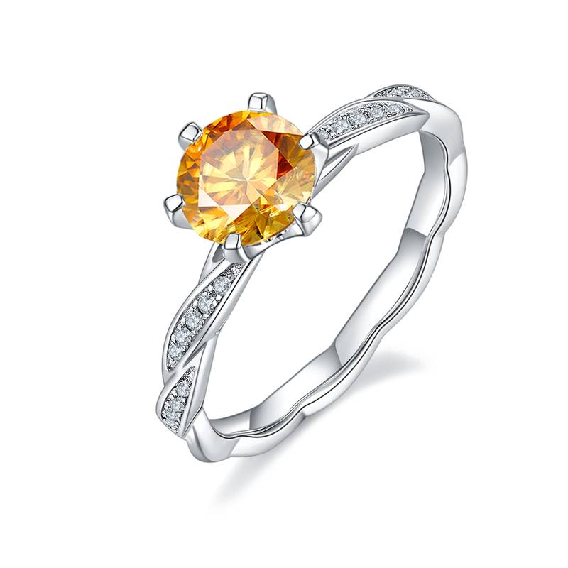 绕指柔S925银镀白金MoissaniteWomen's Ring1ctD级
