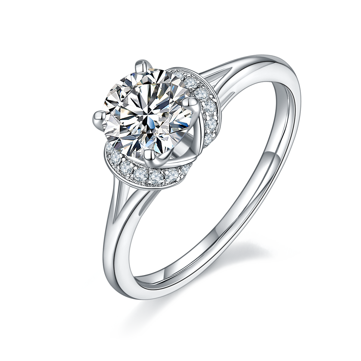 Beloved S925 Silver Plated Platinum Moissanite Women's Ring 1 Carat D-Class