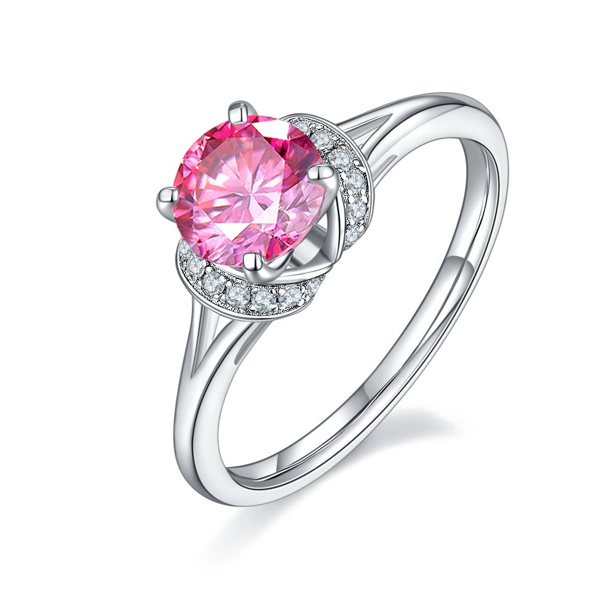 Beloved S925 Silver Plated Platinum Moissanite Women's Ring 1 Carat D-Class