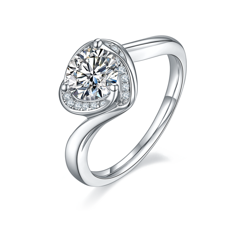 心花怒放S925银镀白金MoissaniteWomen's Ring1ctD级