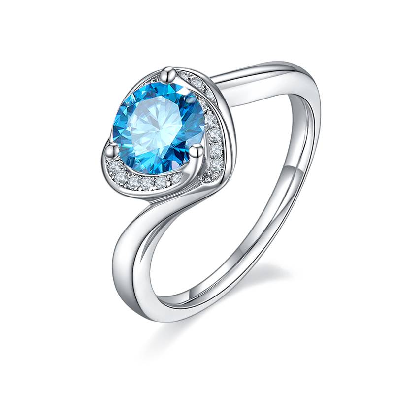 心花怒放S925银镀白金MoissaniteWomen's Ring1ctD级