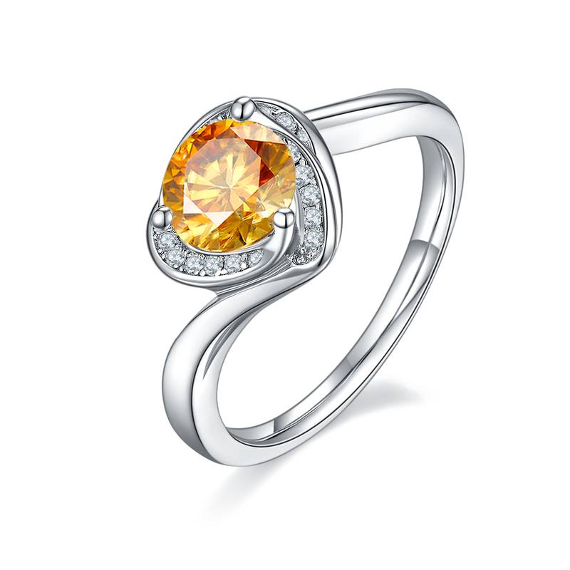 心花怒放S925银镀白金MoissaniteWomen's Ring1ctD级
