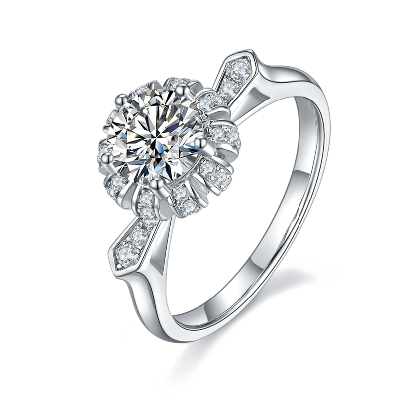 制服诱惑S925银镀白金MoissaniteWomen's Ring1ctD级