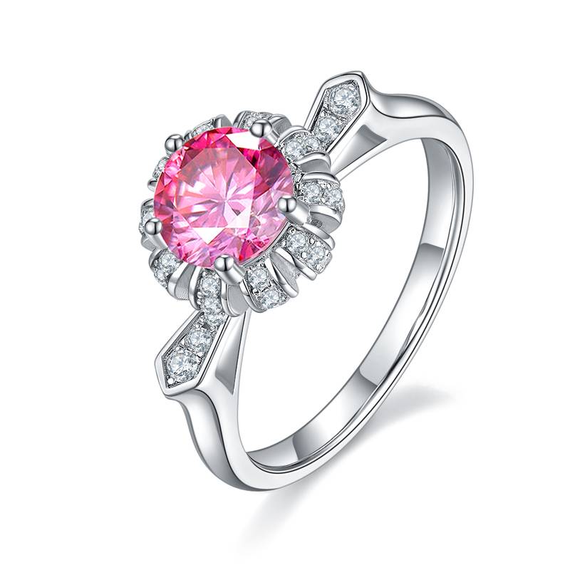 制服诱惑S925银镀白金MoissaniteWomen's Ring1ctD级