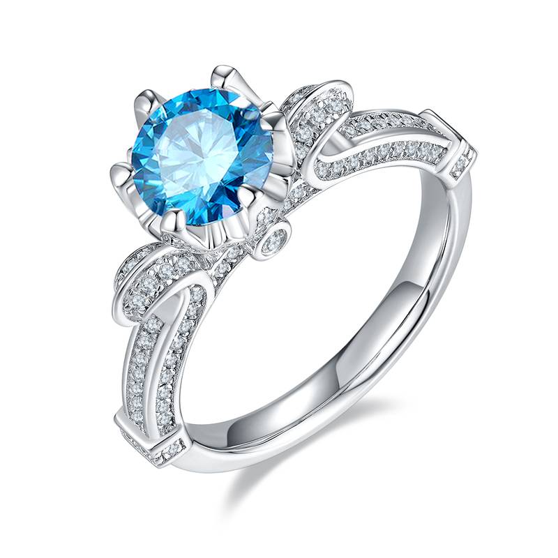 天鹅湖S925银镀白金MoissaniteWomen's Ring1ctD级