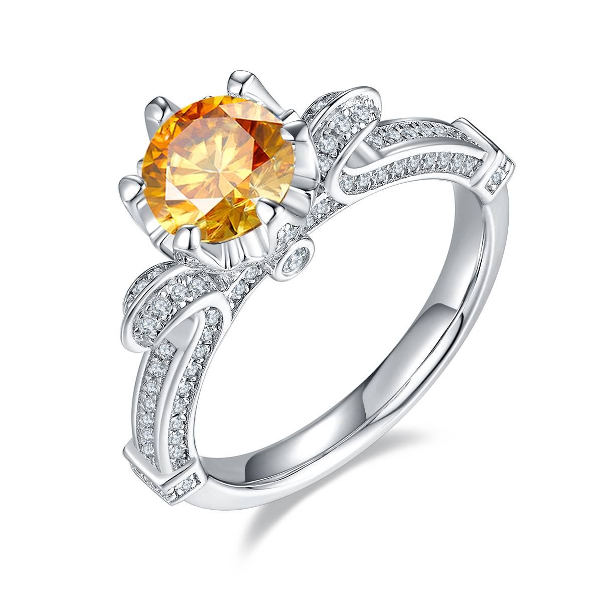 Swan Lake S925 Silver Plated Platinum Moissanite Diamond Women's Ring 1 Carat D-Class
