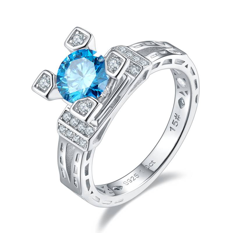 铁塔S925银镀白金MoissaniteWomen's Ring1ctD级