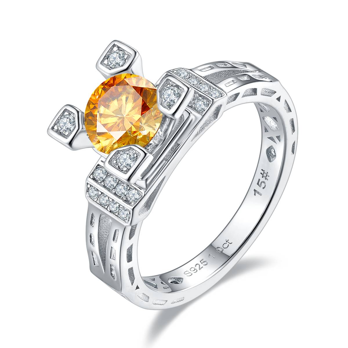 Tower S925 Silver Plated Platinum Moissanite Diamond Women's Ring 1 Carat D-Class