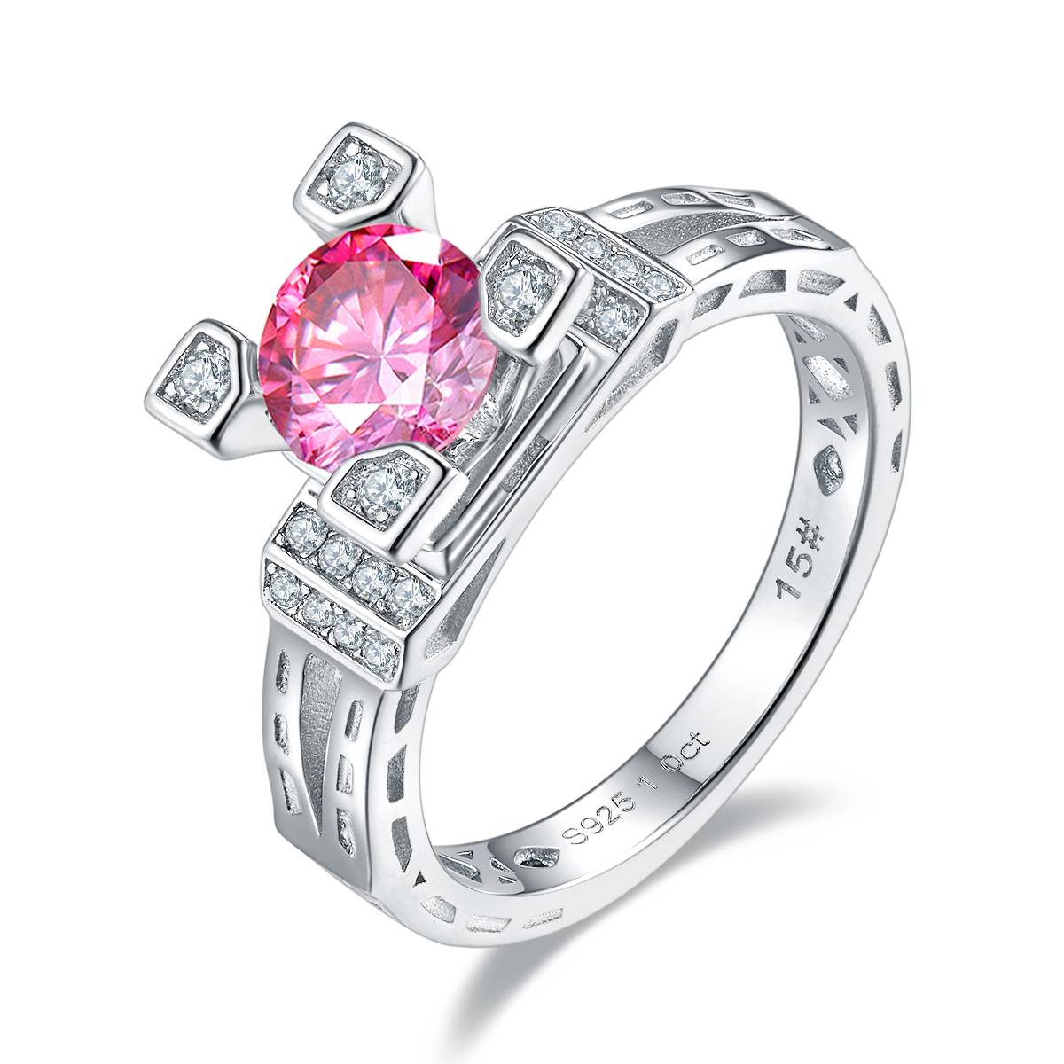 Tower S925 Silver Plated Platinum Moissanite Diamond Women's Ring 1 Carat D-Class