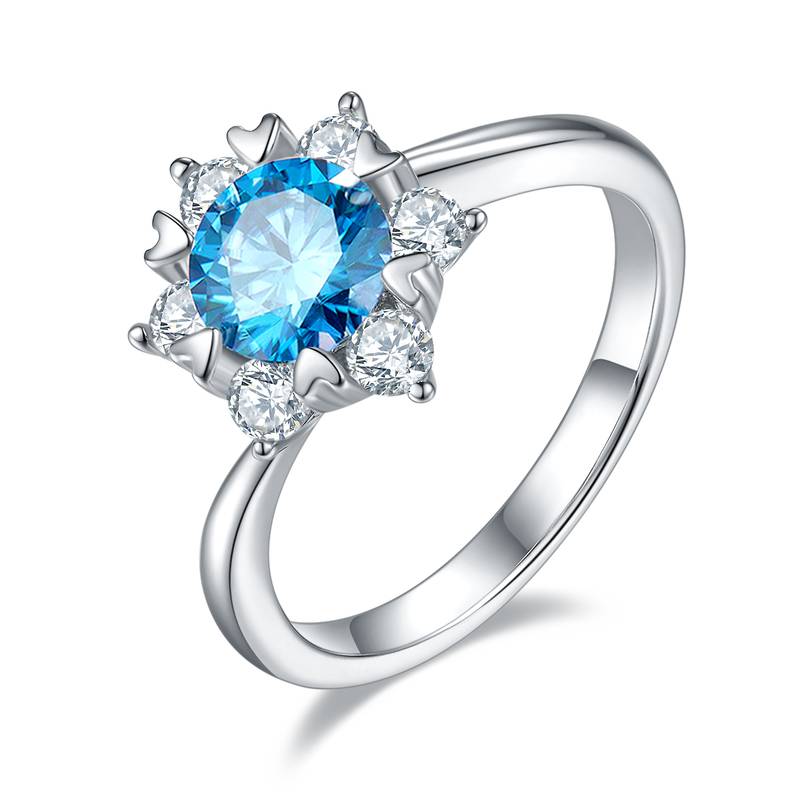 星辰花S925银镀白金MoissaniteWomen's Ring1ctD级