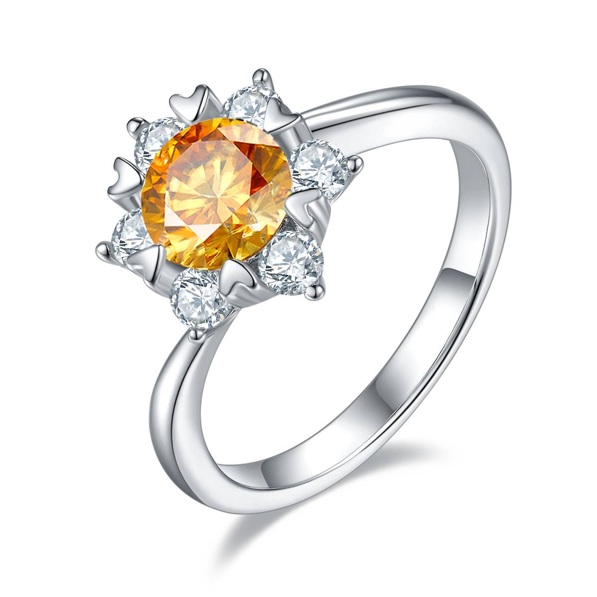 Starry Flower S925 Silver Plated Platinum Moissanite Diamond Women's Ring 1 Carat D-Class