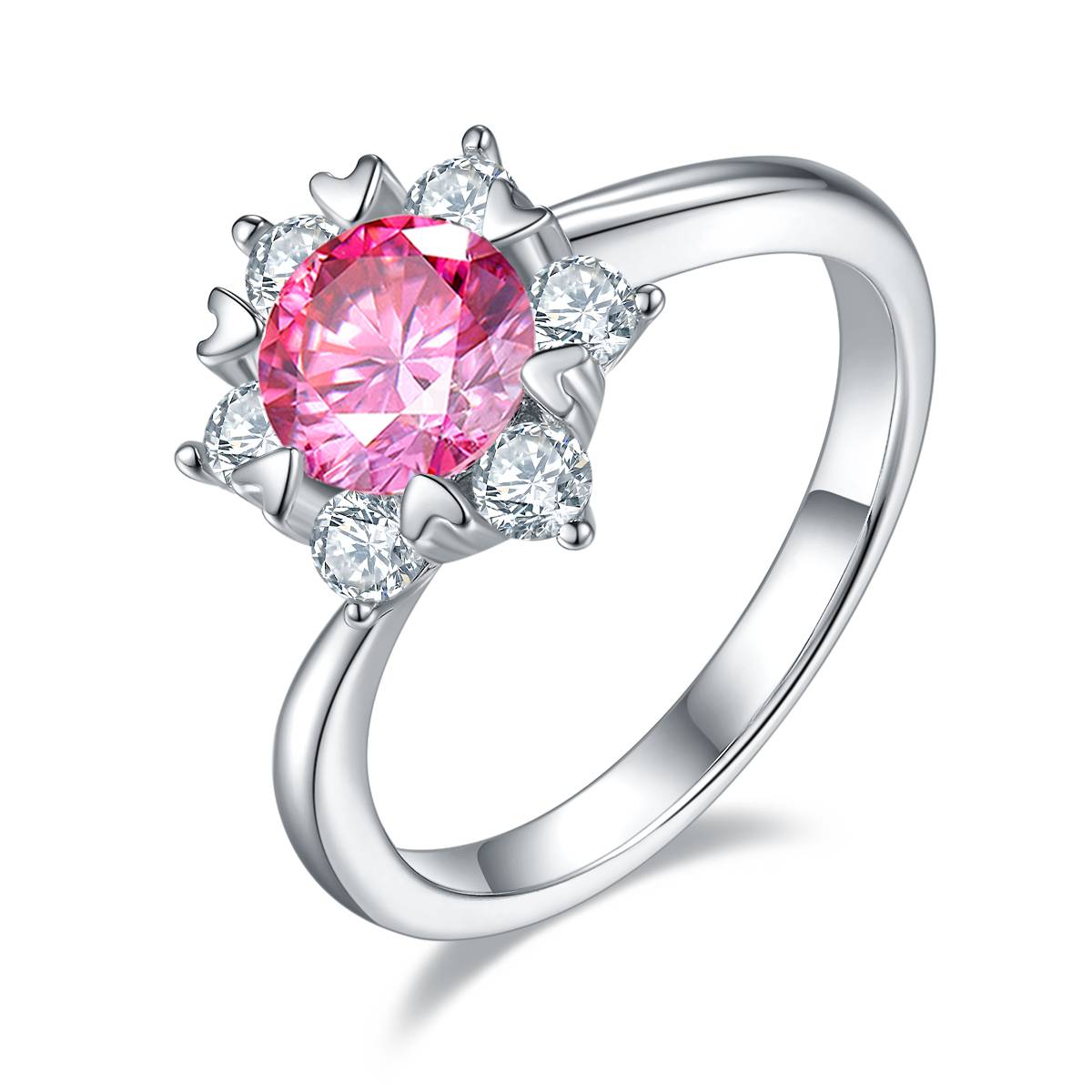 Starry Flower S925 Silver Plated Platinum Moissanite Diamond Women's Ring 1 Carat D-Class