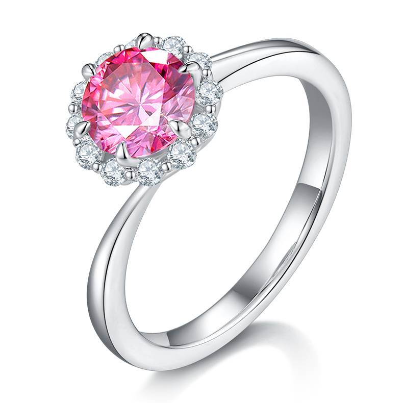 Love Fire S925 Silver Plated Platinum Moissanite Diamond Women's Ring 1 Carat D-Class