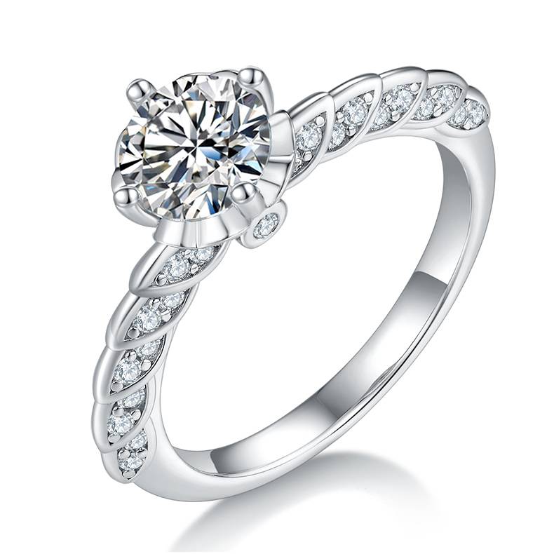 Wedding language S925 silver plated platinum Moissanite diamond women's ring 1 carat D-grade