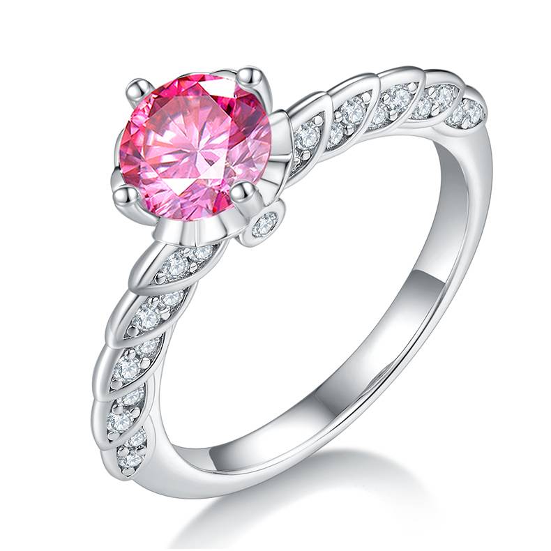 婚语S925银镀白金MoissaniteWomen's Ring1ctD级