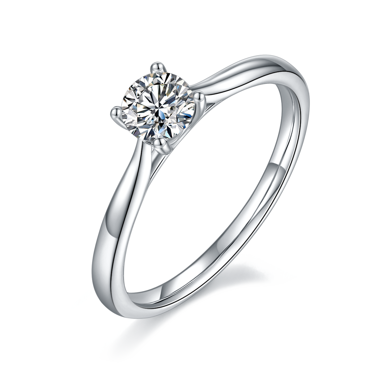 Straight arm four claw S925 silver plated platinum Moissanite women's ring 50 points D-grade