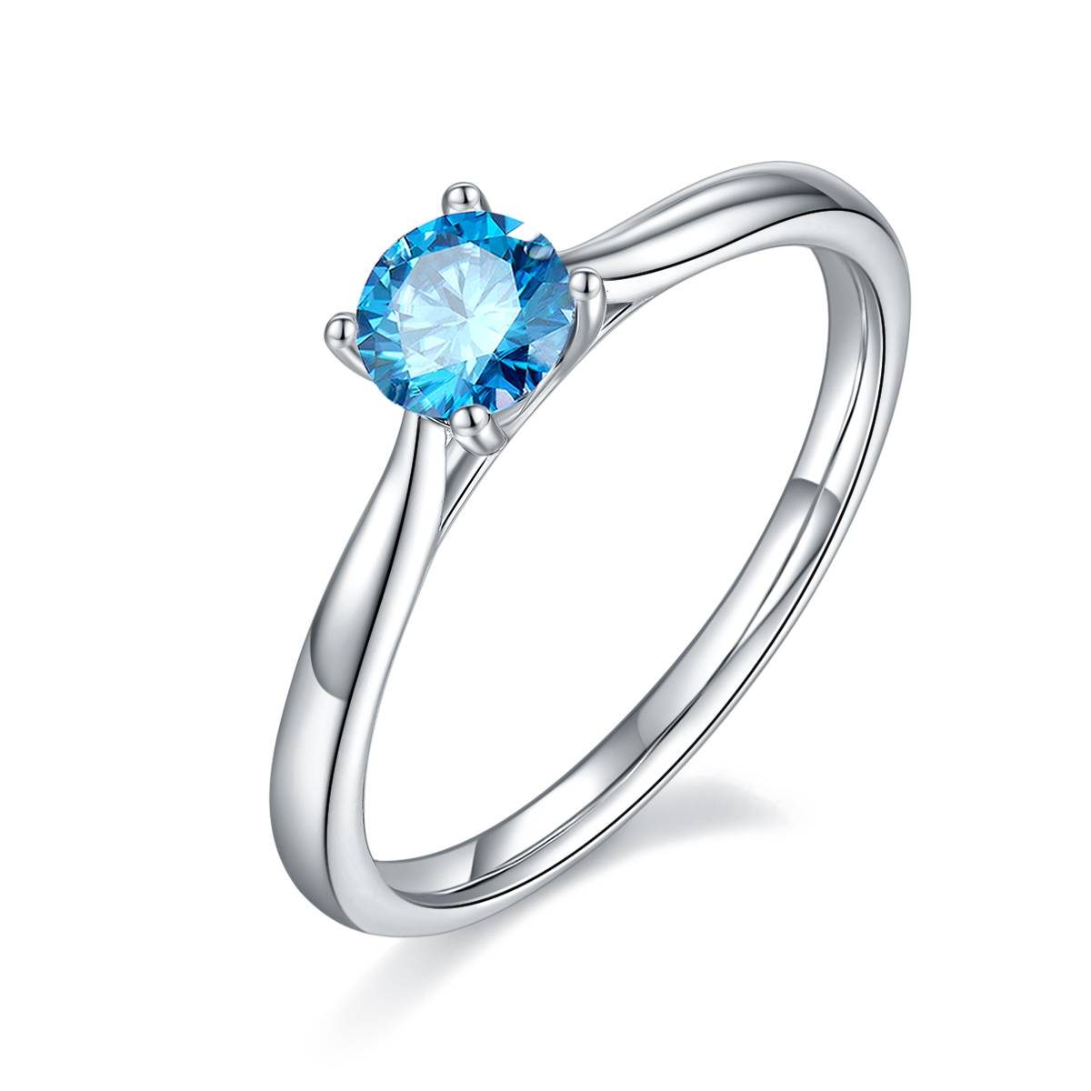Straight arm four claw S925 silver plated platinum Moissanite women's ring 50 points D-grade