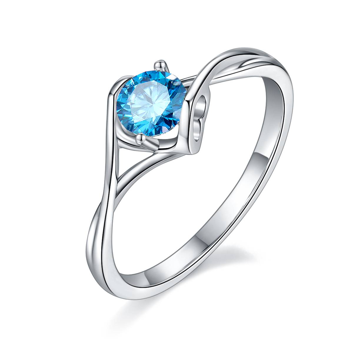 Twisted Arm Angel Kiss S925 Silver Plated Platinum Moissanite Women's Ring 50 Points D-Class