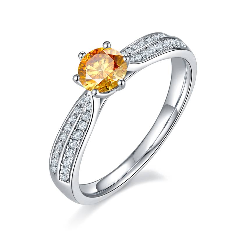 豪镶星光皇后S925银镀白金MoissaniteWomen's Ring50分D级