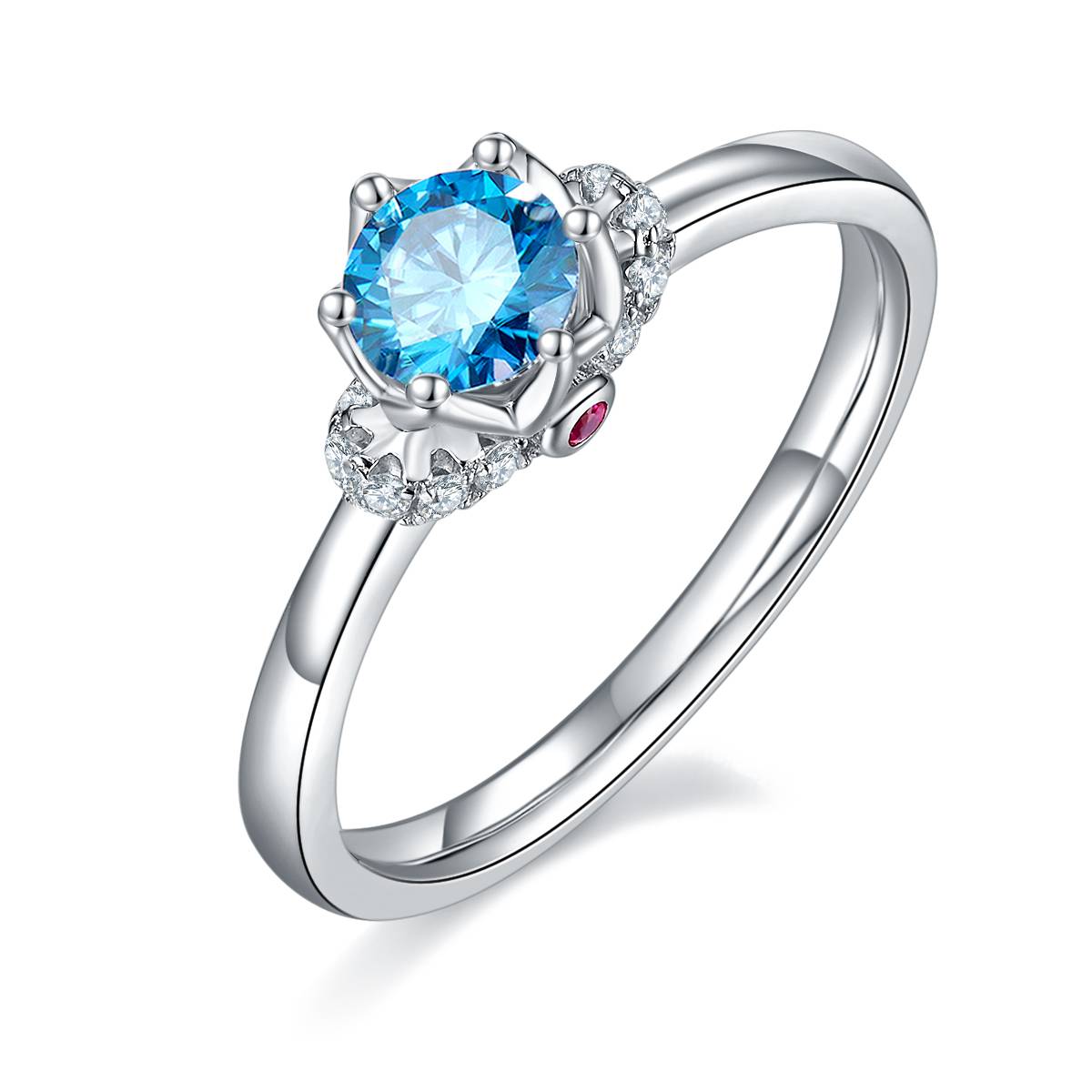 Straight arm coronation S925 silver plated platinum Moissanite women's ring 50 points D-grade