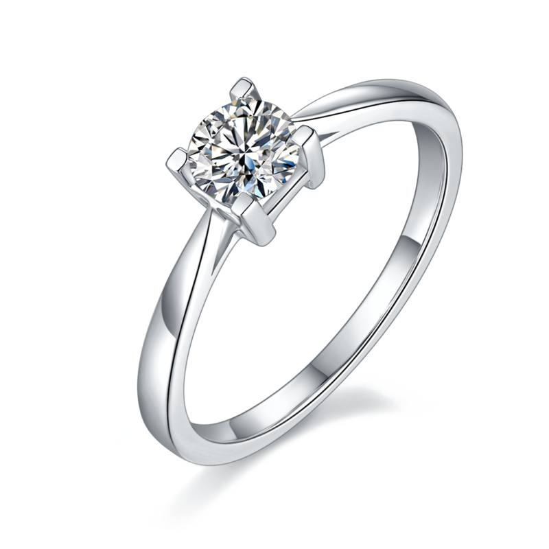 直臂HW字母S925银镀白金MoissaniteWomen's Ring50分D级