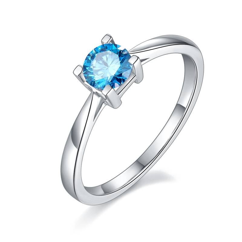 直臂HW字母S925银镀白金MoissaniteWomen's Ring50分D级
