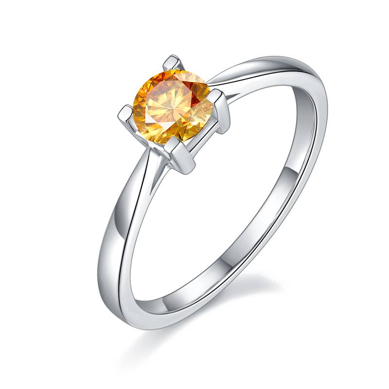 直臂HW字母S925银镀白金MoissaniteWomen's Ring50分D级
