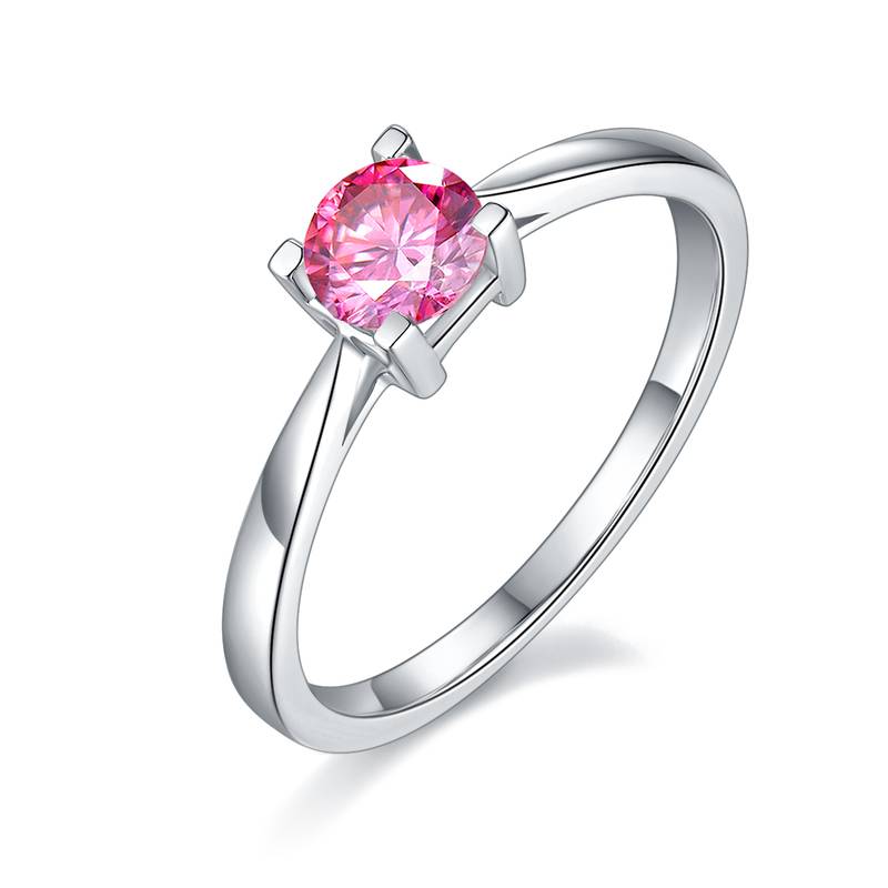 直臂HW字母S925银镀白金MoissaniteWomen's Ring50分D级