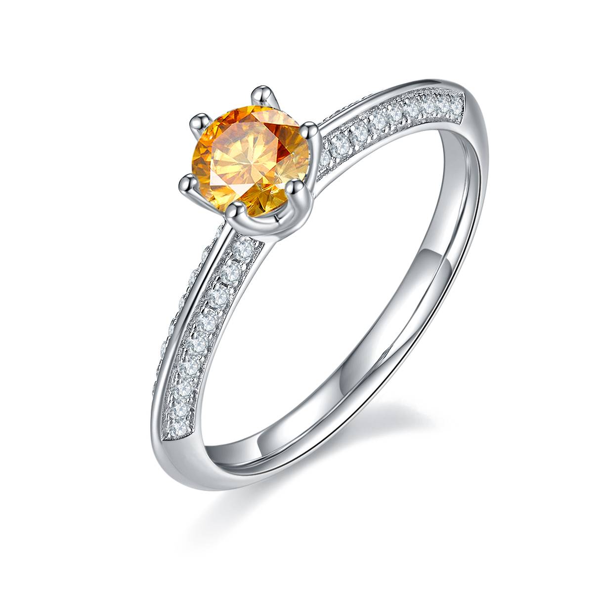 Straight arm luxury inlaid Half Wall Mountain S925 silver plated platinum Moissanite women's ring 50 points D-grade