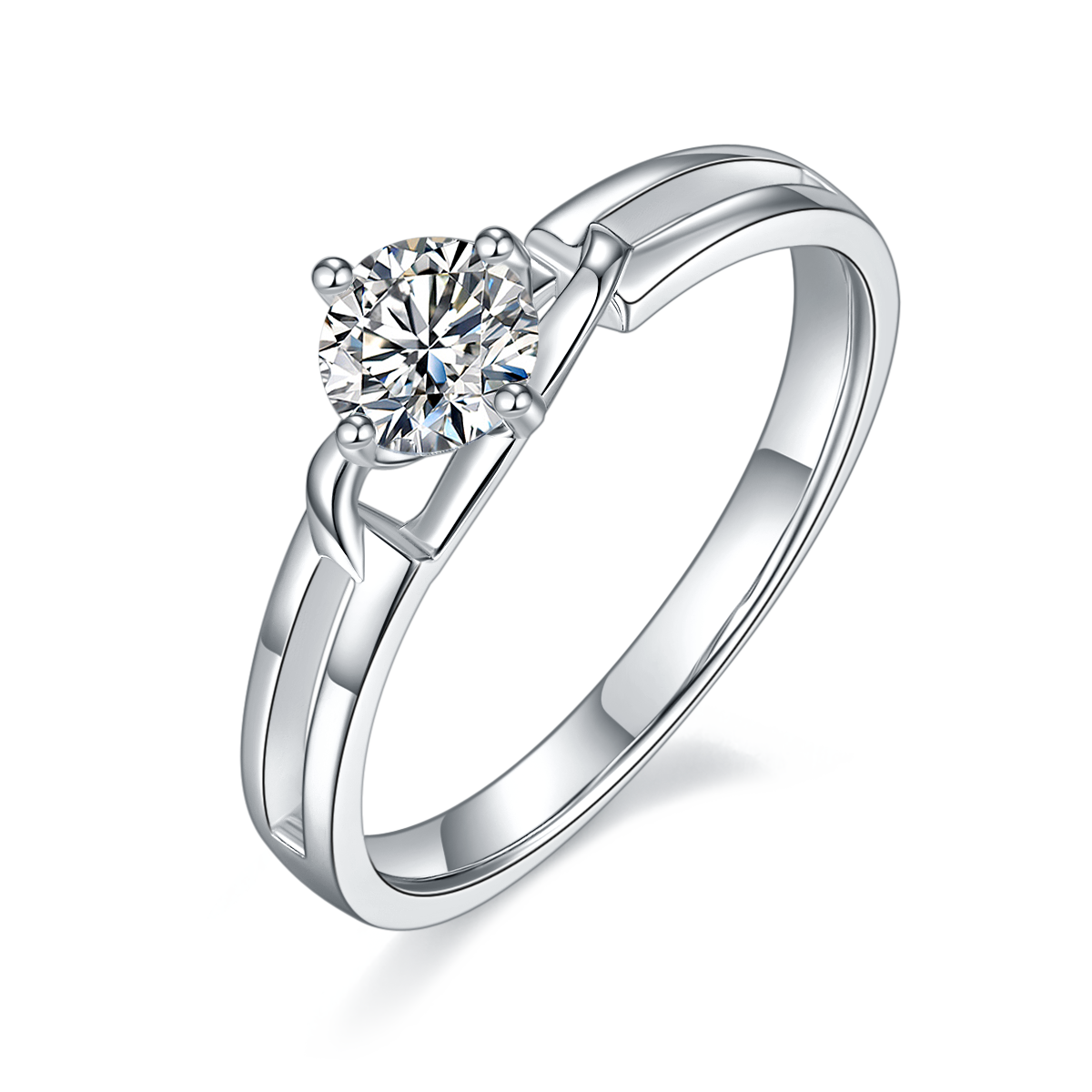 Twisted arm bow S925 silver plated platinum Moissanite women's ring 50 points D-grade
