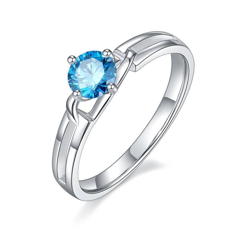 扭臂蝴蝶结S925银镀白金MoissaniteWomen's Ring50分D级