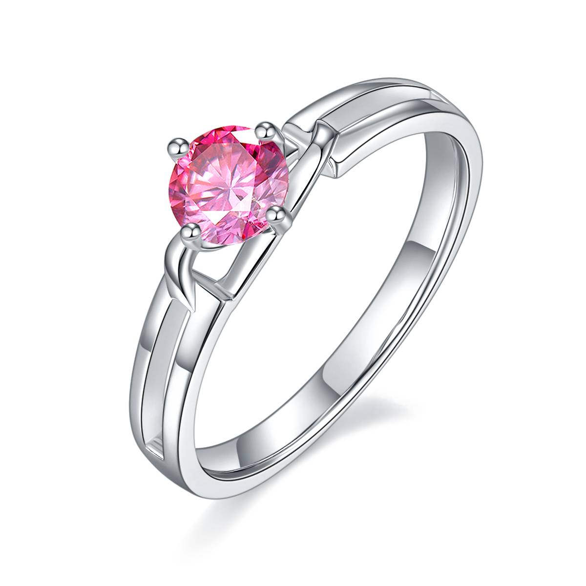 Twisted arm bow S925 silver plated platinum Moissanite women's ring 50 points D-grade