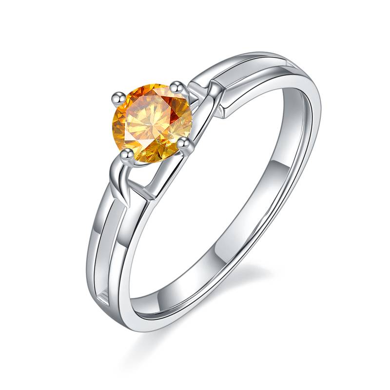扭臂蝴蝶结S925银镀白金MoissaniteWomen's Ring50分D级