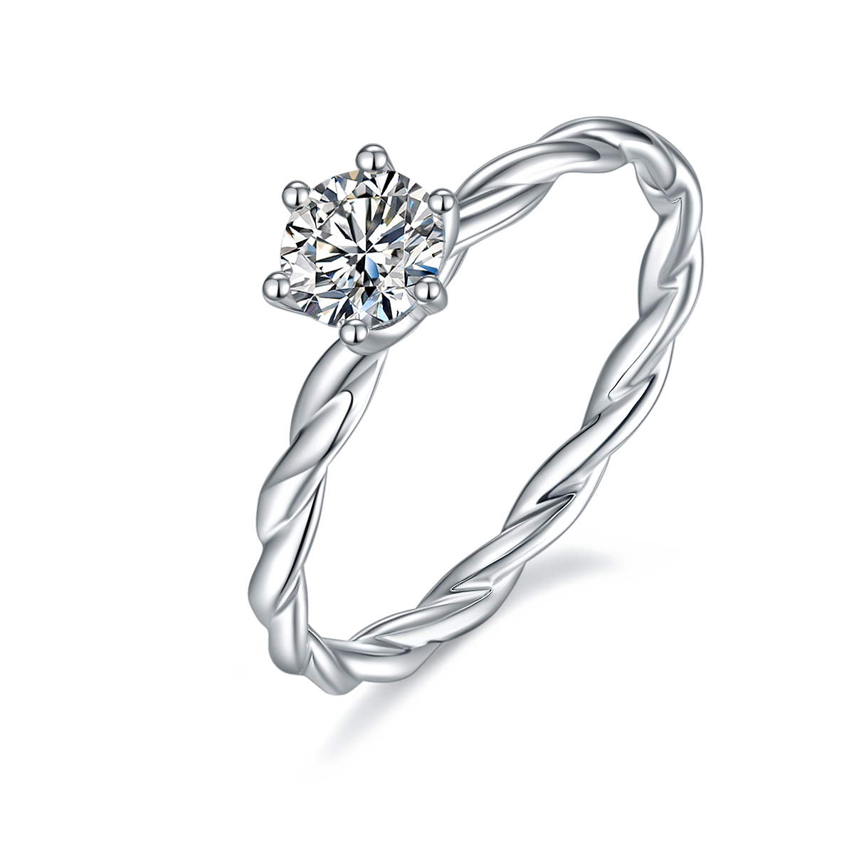 Straight arm Vine S925 Silver Plated Platinum Moissanite Women's Ring 50 Points D-Grade