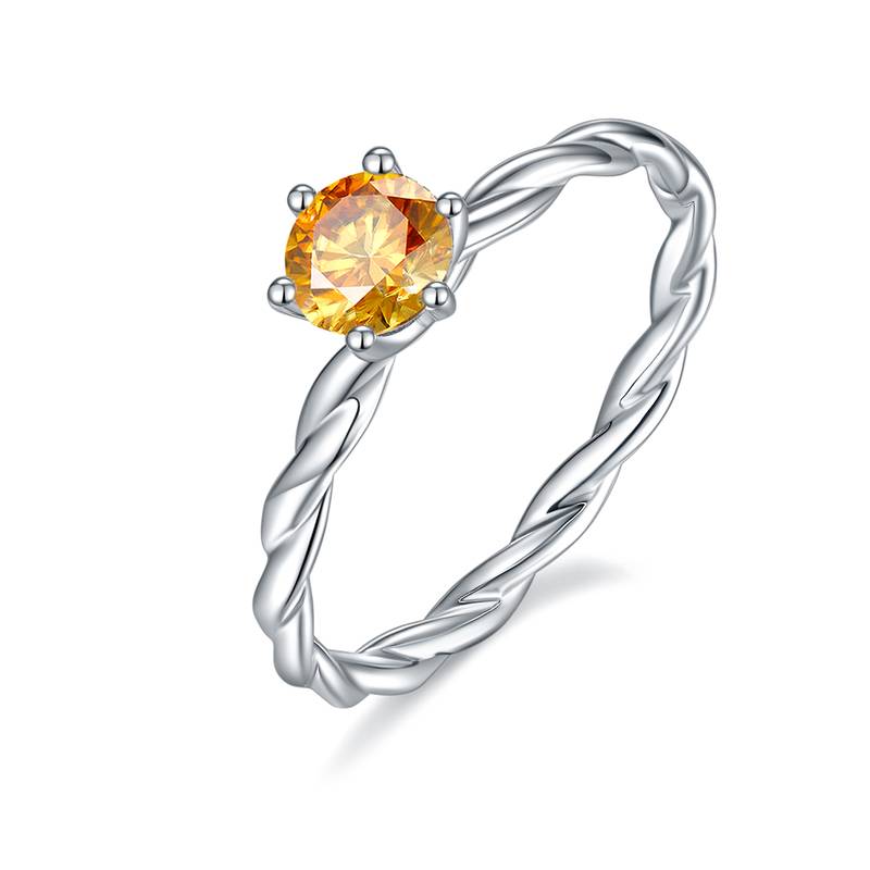 直臂藤蔓S925银镀白金MoissaniteWomen's Ring50分D级