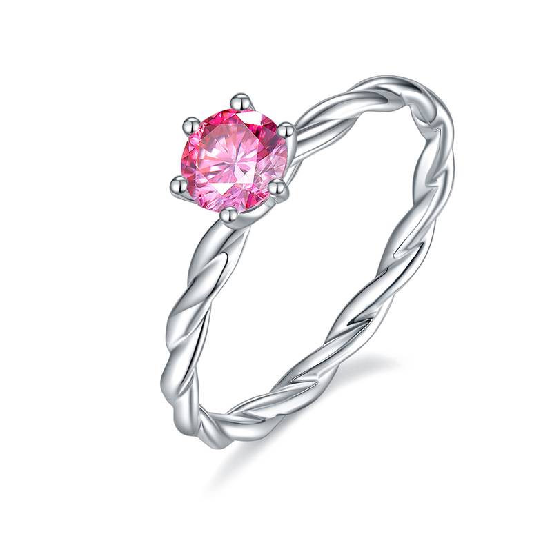 直臂藤蔓S925银镀白金MoissaniteWomen's Ring50分D级