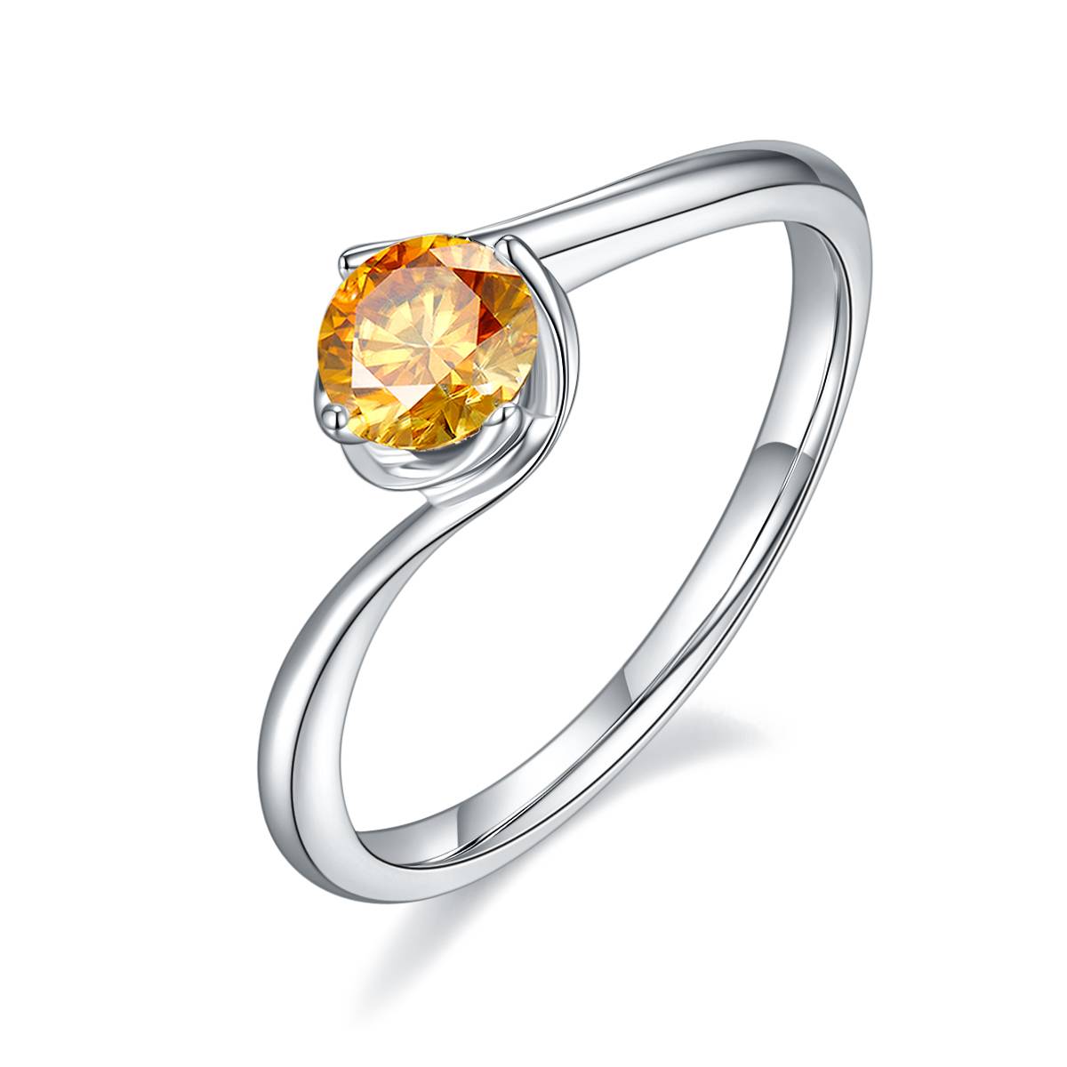 Twisted arm flower bud S925 silver plated platinum Moissanite women's ring 50 points D-grade