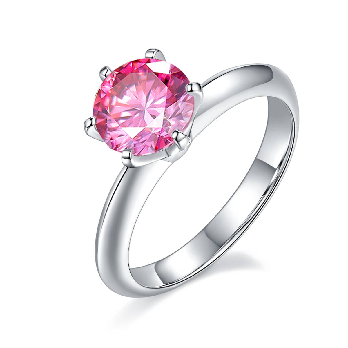 Light Arm T Home Six Claw S925 Silver Plated Platinum Moissanite Diamond Women's Ring 1.5 Carat D-Class