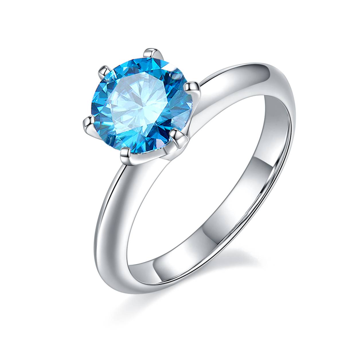 Light Arm T Home Six Claw S925 Silver Plated Platinum Moissanite Diamond Women's Ring 1.5 Carat D-Class