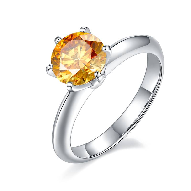 光臂T家六爪S925银镀白金MoissaniteWomen's Ring1.5ctD级
