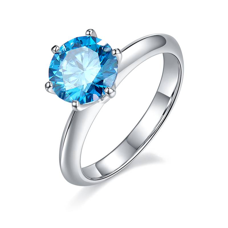 光臂T家六爪S925银镀白金MoissaniteWomen's Ring2.0ctD级