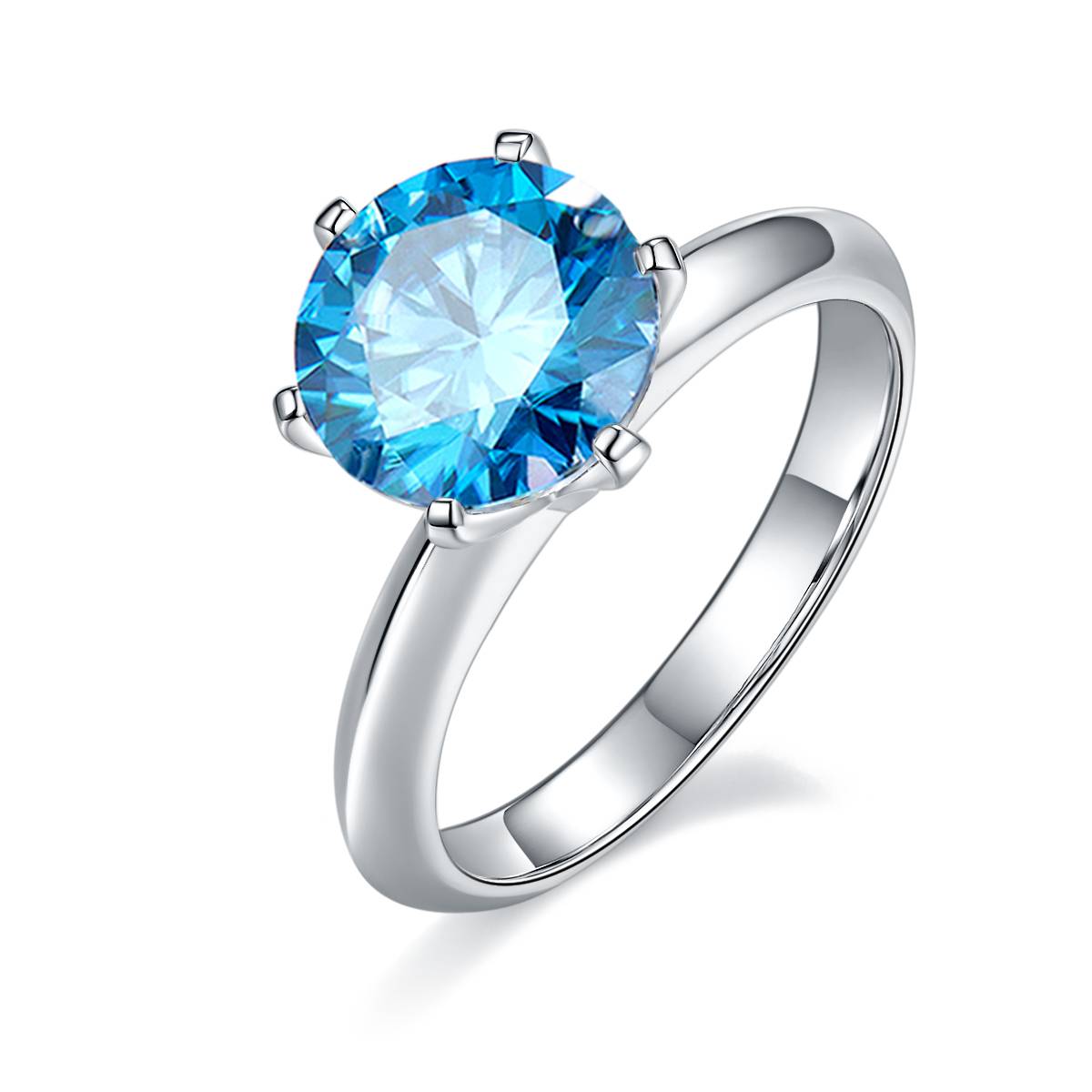 Light Arm T Home Six Claw S925 Silver Plated Platinum Moissanite Diamond Women's Ring 3.0 Carat D-Class