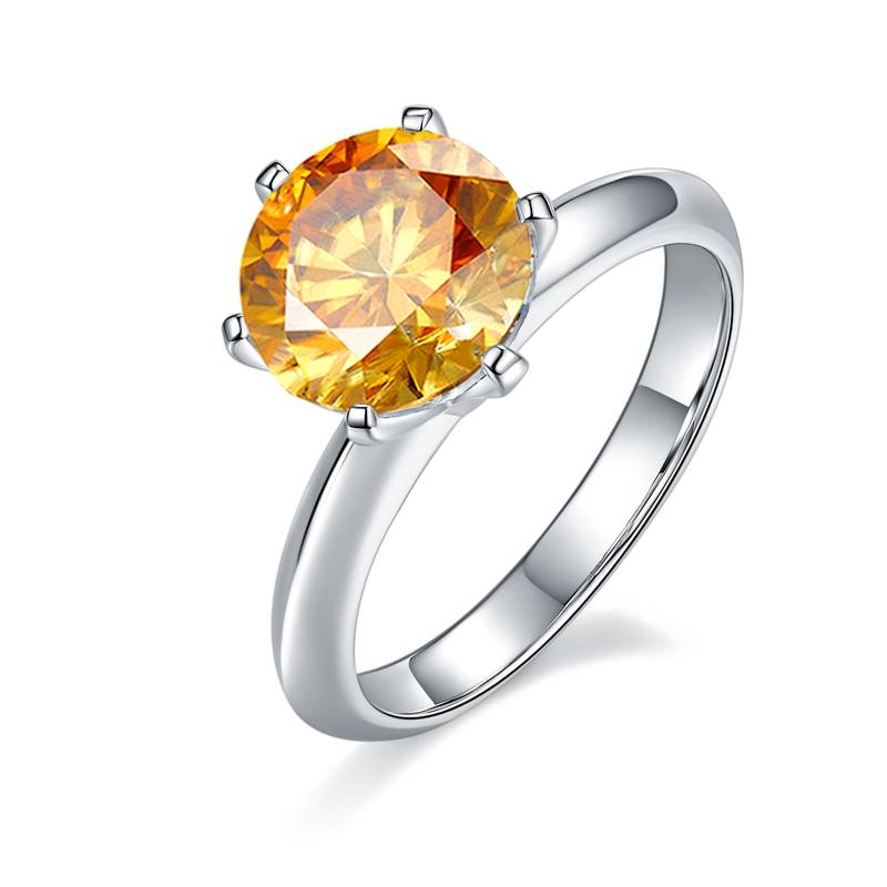 光臂T家六爪S925银镀白金MoissaniteWomen's Ring3.0ctD级
