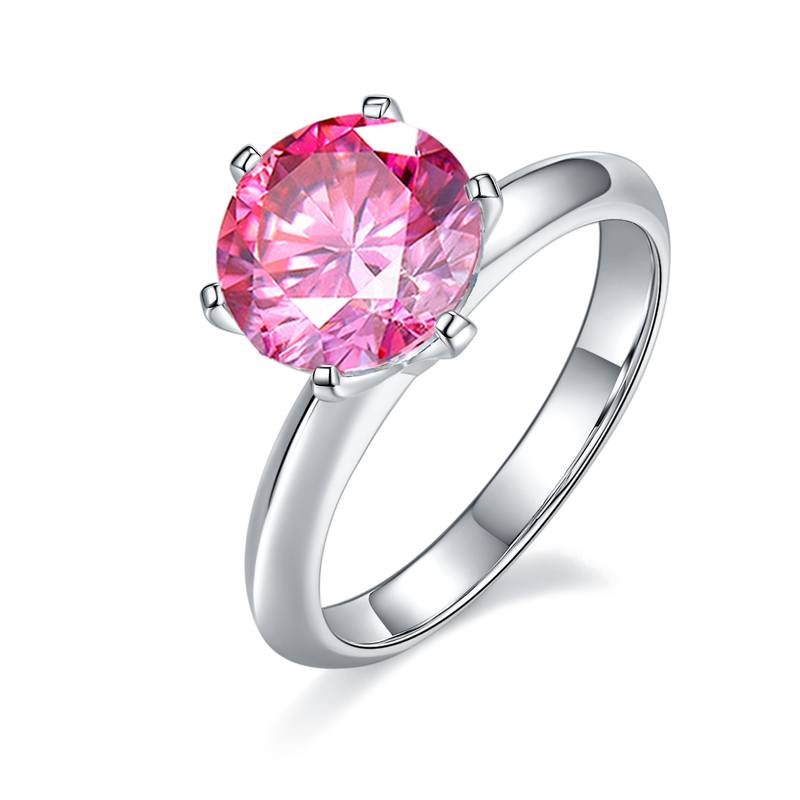 光臂T家六爪S925银镀白金MoissaniteWomen's Ring3.0ctD级