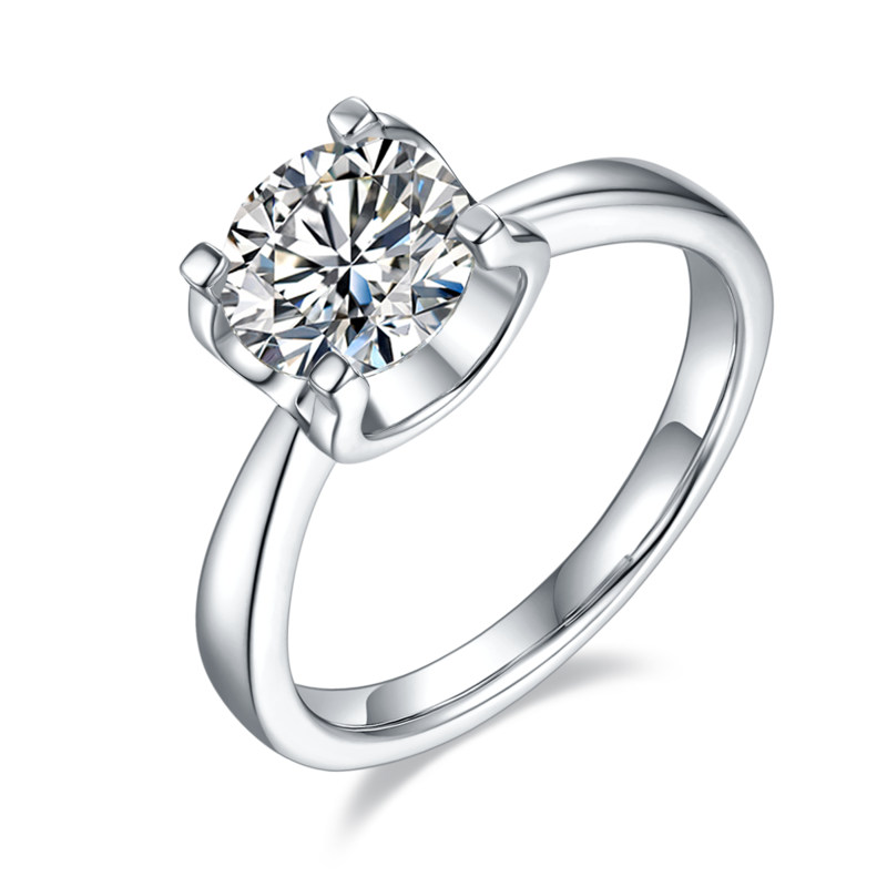 Classic牛头S925银镀白金MoissaniteWomen's Ring1.5ctD级