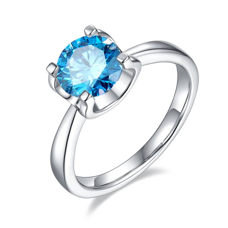 Classic牛头S925银镀白金MoissaniteWomen's Ring1.5ctD级